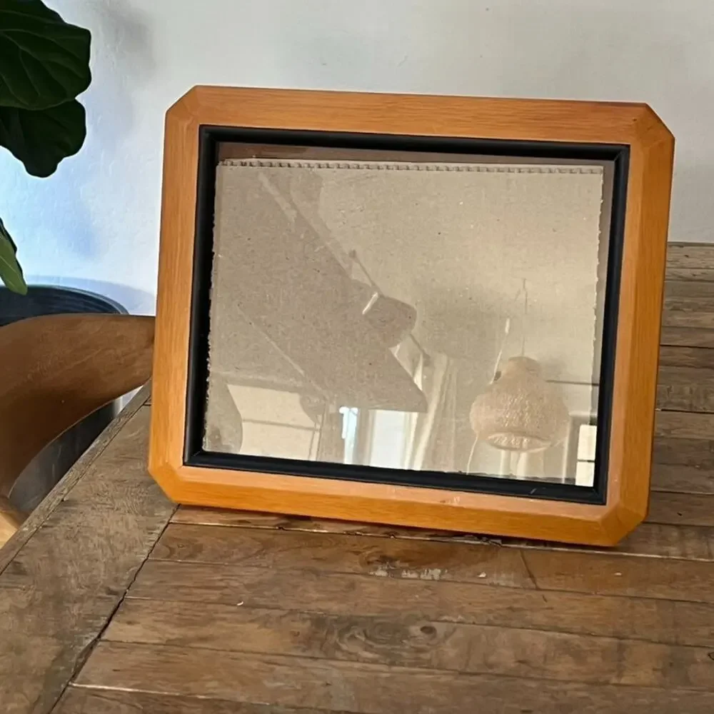 Vtg Wooden Picture Frame Fits 8x10 Photos Light Wood and Black Trim MCM